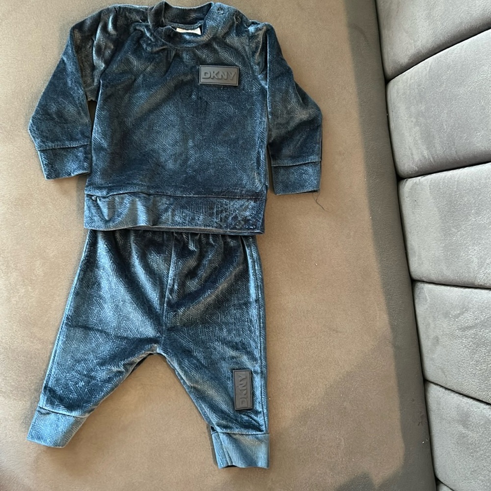 DKNY Blue Velvet Pajama Set Relaxed Fit